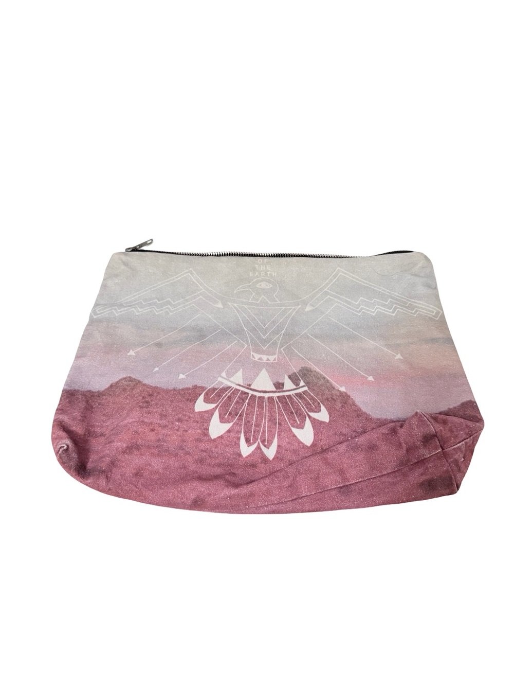 Geometric Canvas Zip Pouch - Dusty Pink Ombre with White Graphic